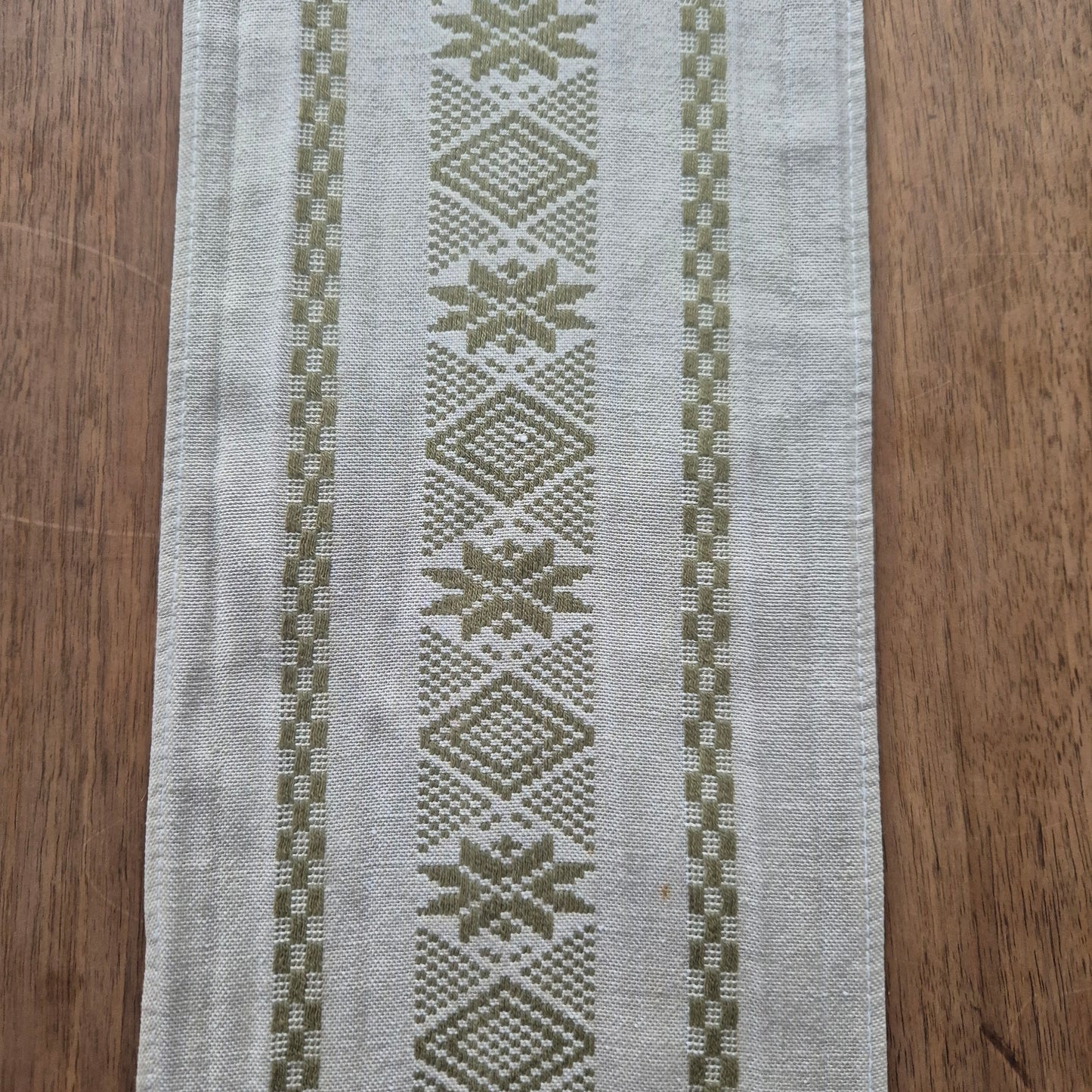 Alter Vintage Mini Läufer beuge Grün 16.5cm x 107cm