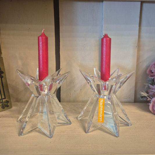 2x Nachtmann Kerzenhalter Glas Sternform für kleine Kerzen