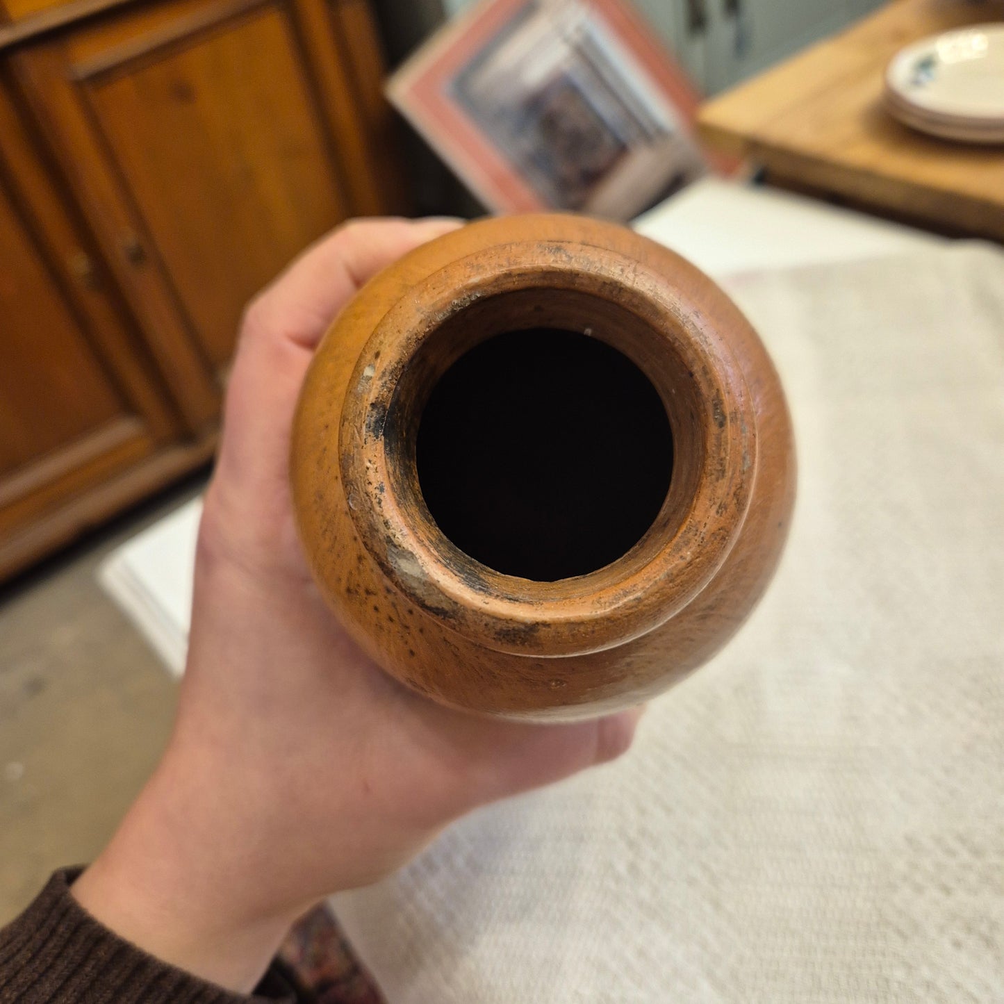 Antike Steingut Vase braun Krug Vintage Landhaus