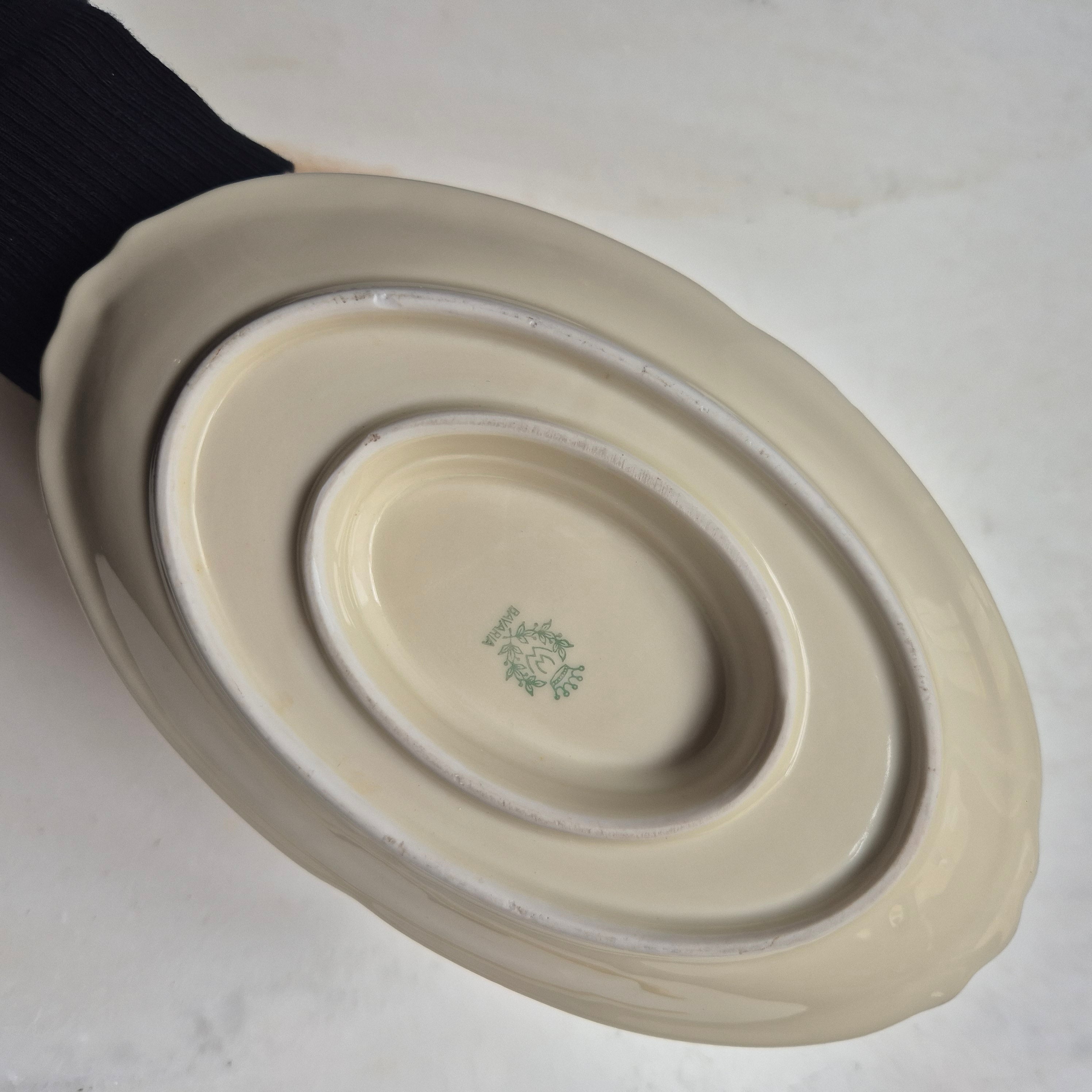 Vintage Sauciere Schüssel Blumenmalerei Porzellan Bavaria elfenbeinfarbend