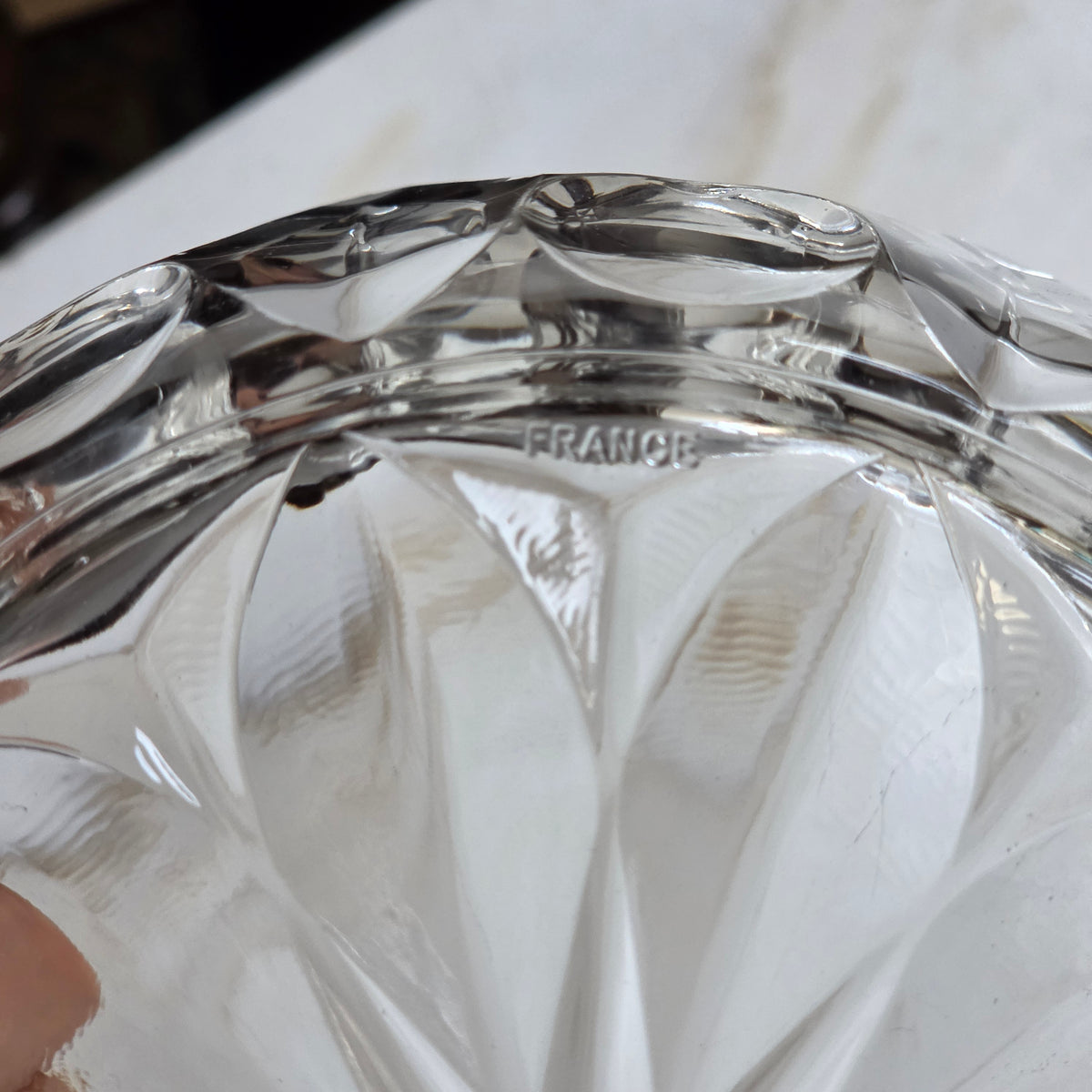 Vintage Reims France Glasschale - Dessertschale – Facettiertes Kristallglas-Design