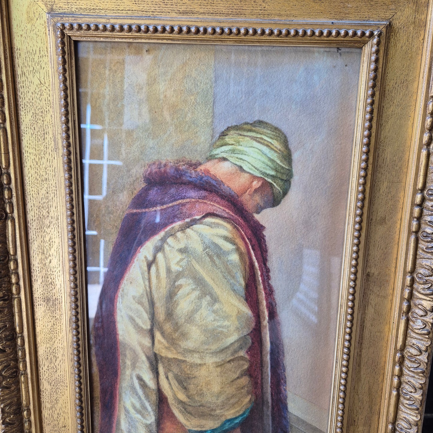 Antikes Gemälde Reproduktion: Denn er hatte große Besitztümer" von George Frederick hinter Glas auf Holz gemalt und gerahmt