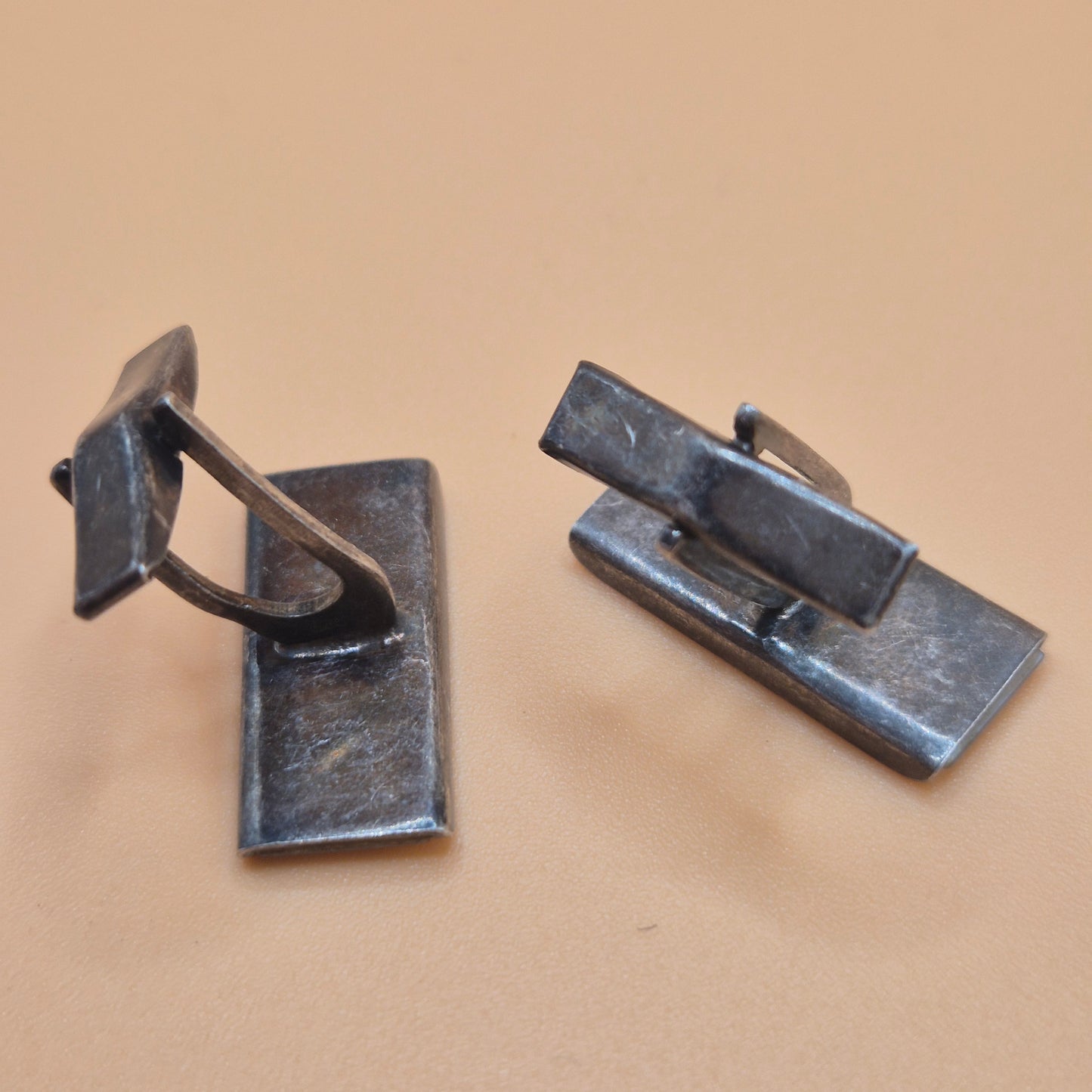 Vintage alte Manschettenknöpfe 835 echt Silber rechteckig mit Perlmutt