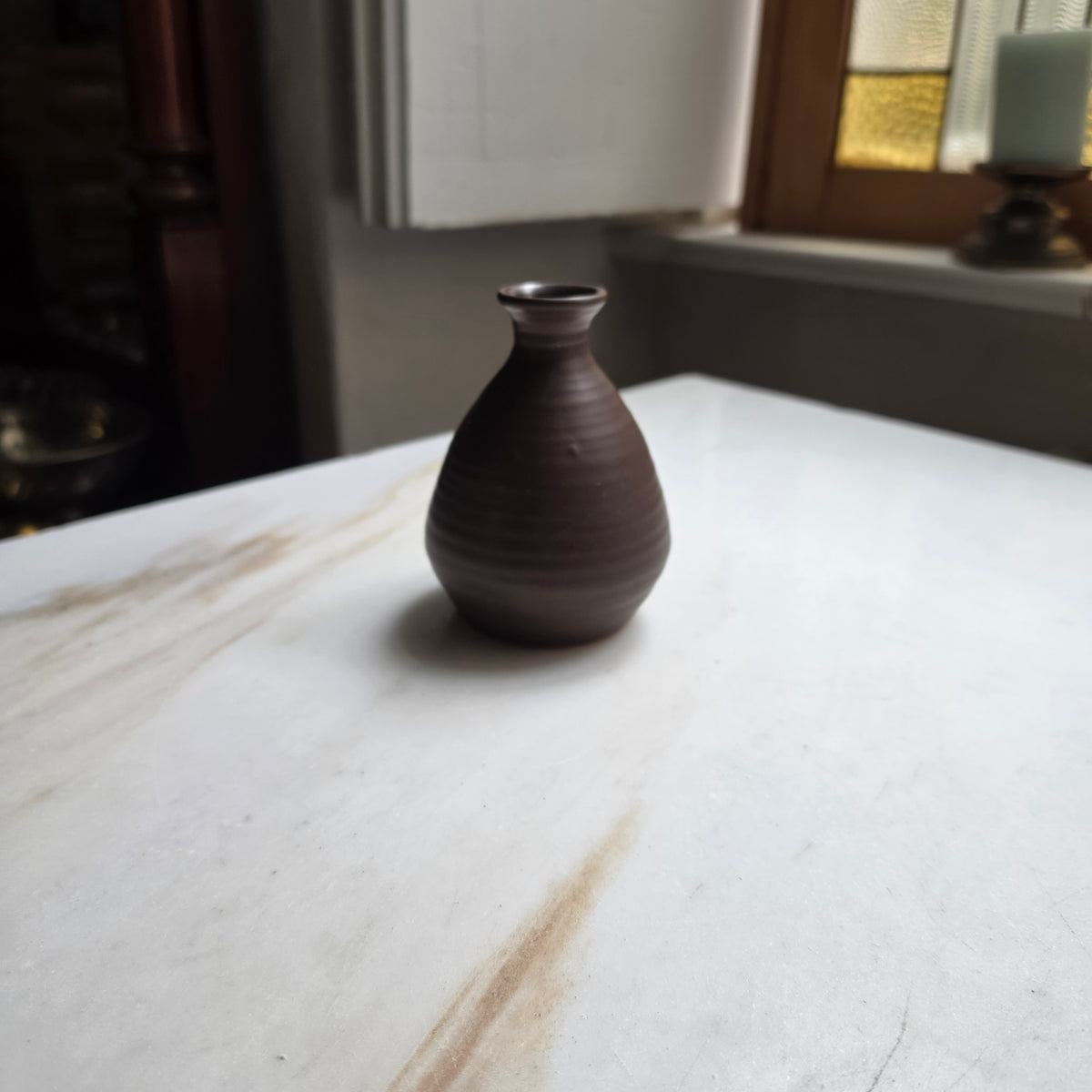 Handgemachte Keramik-Vase - Sake-Karaf (Dunkelbraun)
