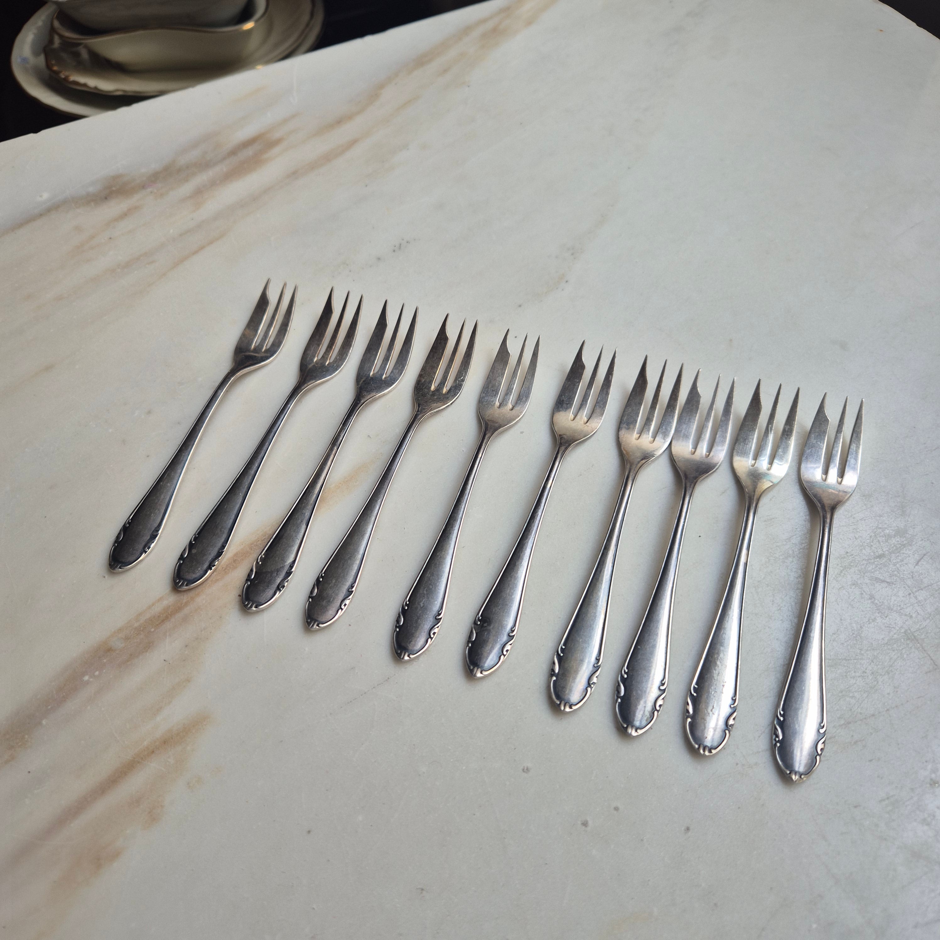 10x Vintage Chippendales Gabeln - Kuchengabeln - 90er Auflage