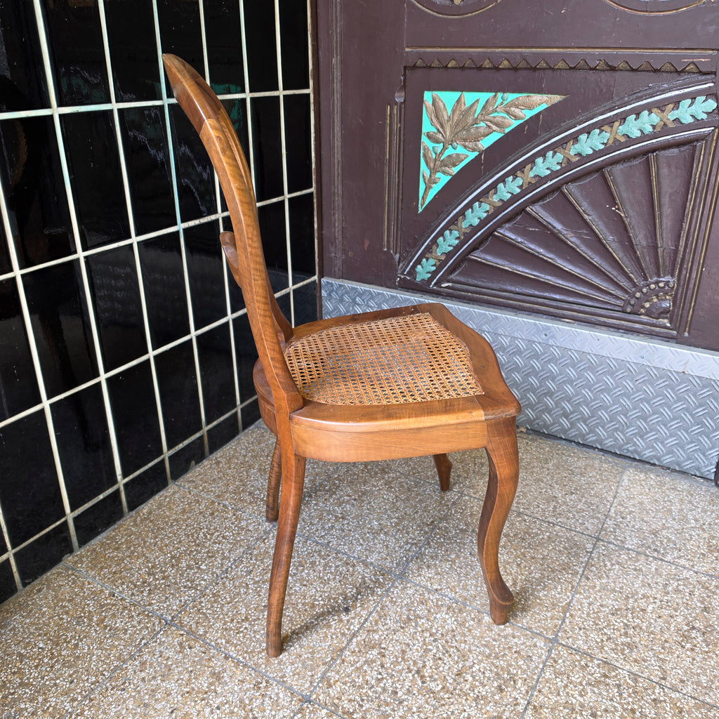 Antiker Stuhl Chippendale Stil - Eichenholz - Wiener geflecht