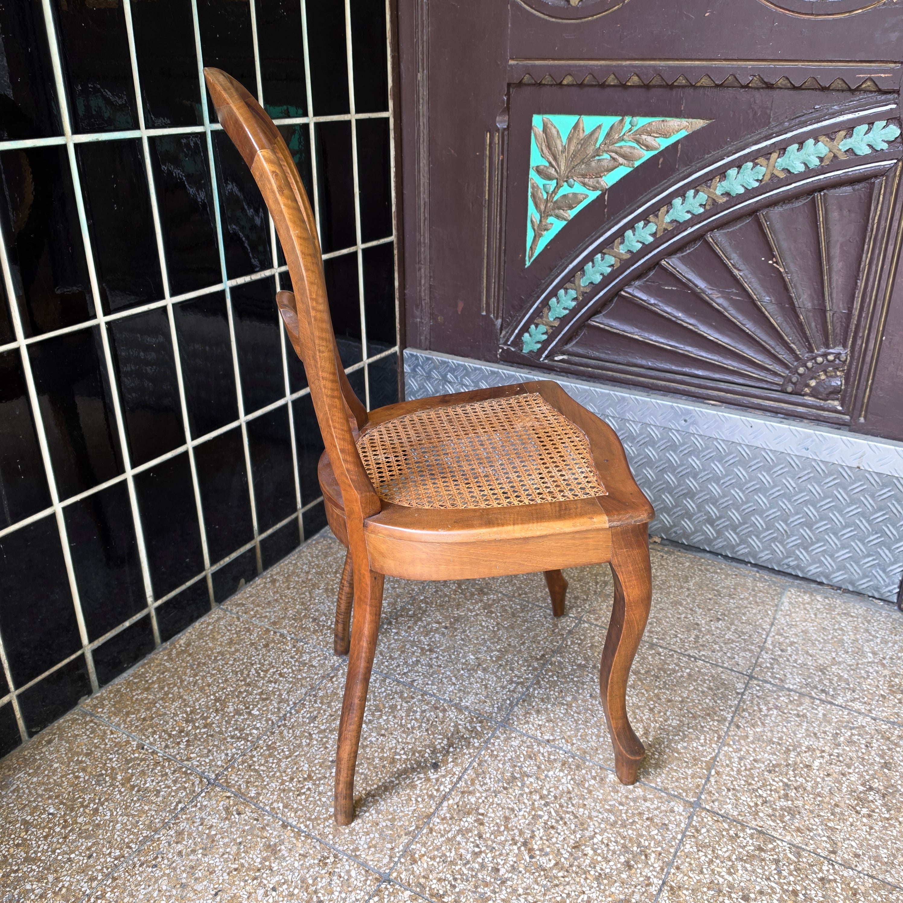 Antiker Stuhl Chippendale Stil - Eichenholz - Wiener geflecht