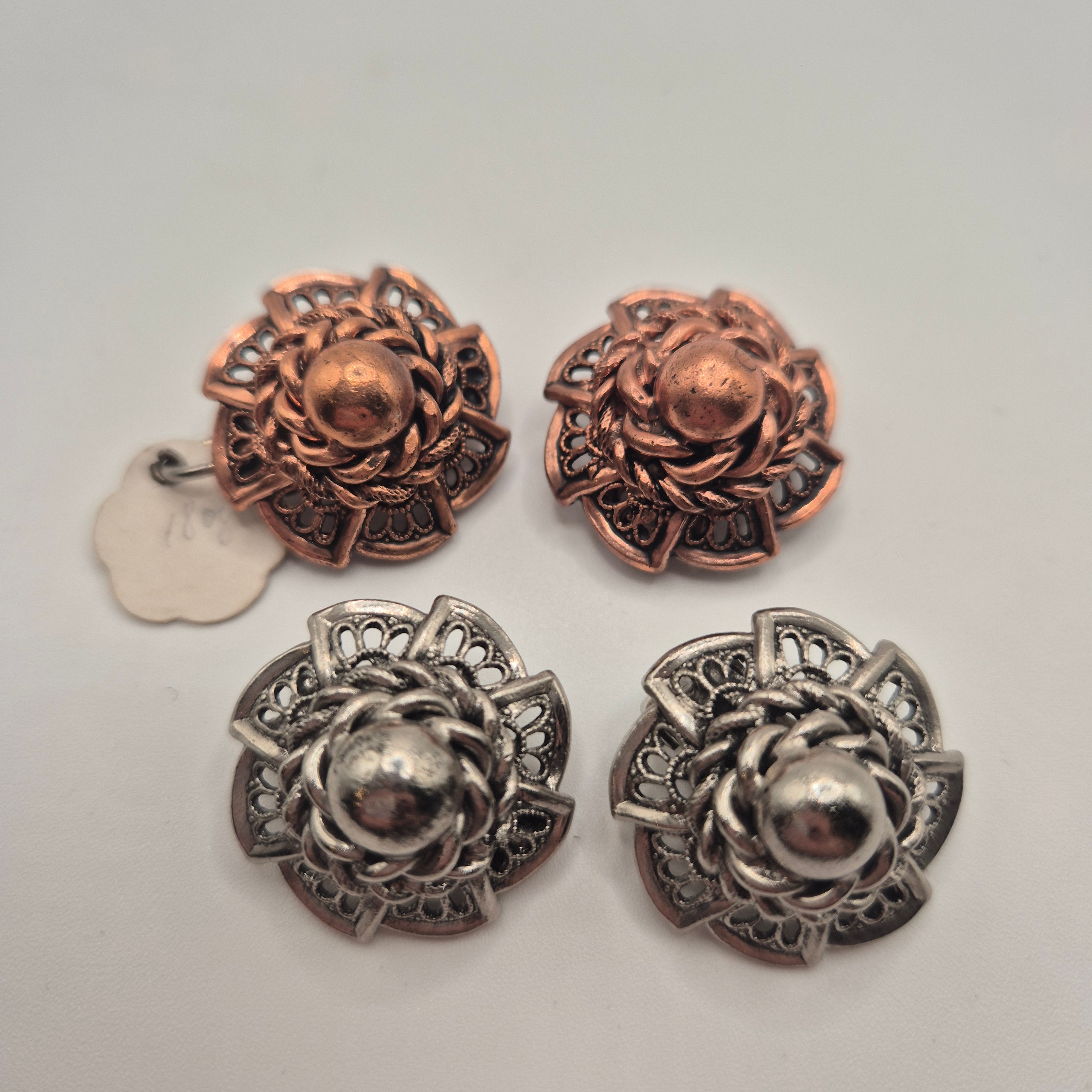 Vintage 50er Jahre Massive Runway Ohrringe / Made in West Germany Statement Clips Kupfer Silber