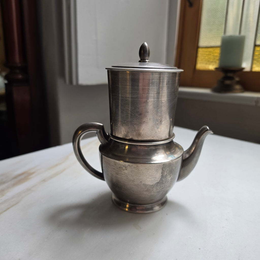 Antiker WMF Espressokocher / Kaffeekanne – Versilbert, 0,3L mit Innensieb, ca. 1920-1940