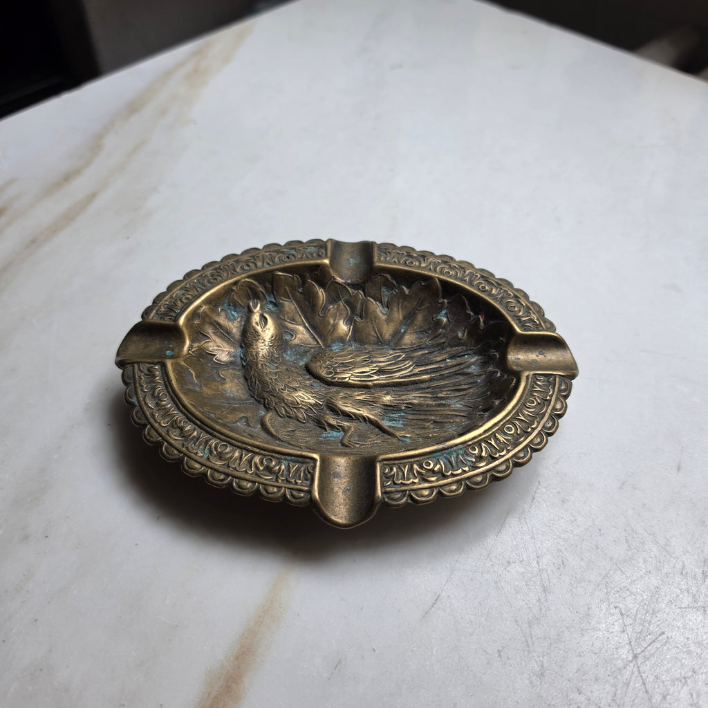 Messing-Aschenbecher mit Vogel-Relief – Vintage Dekoration