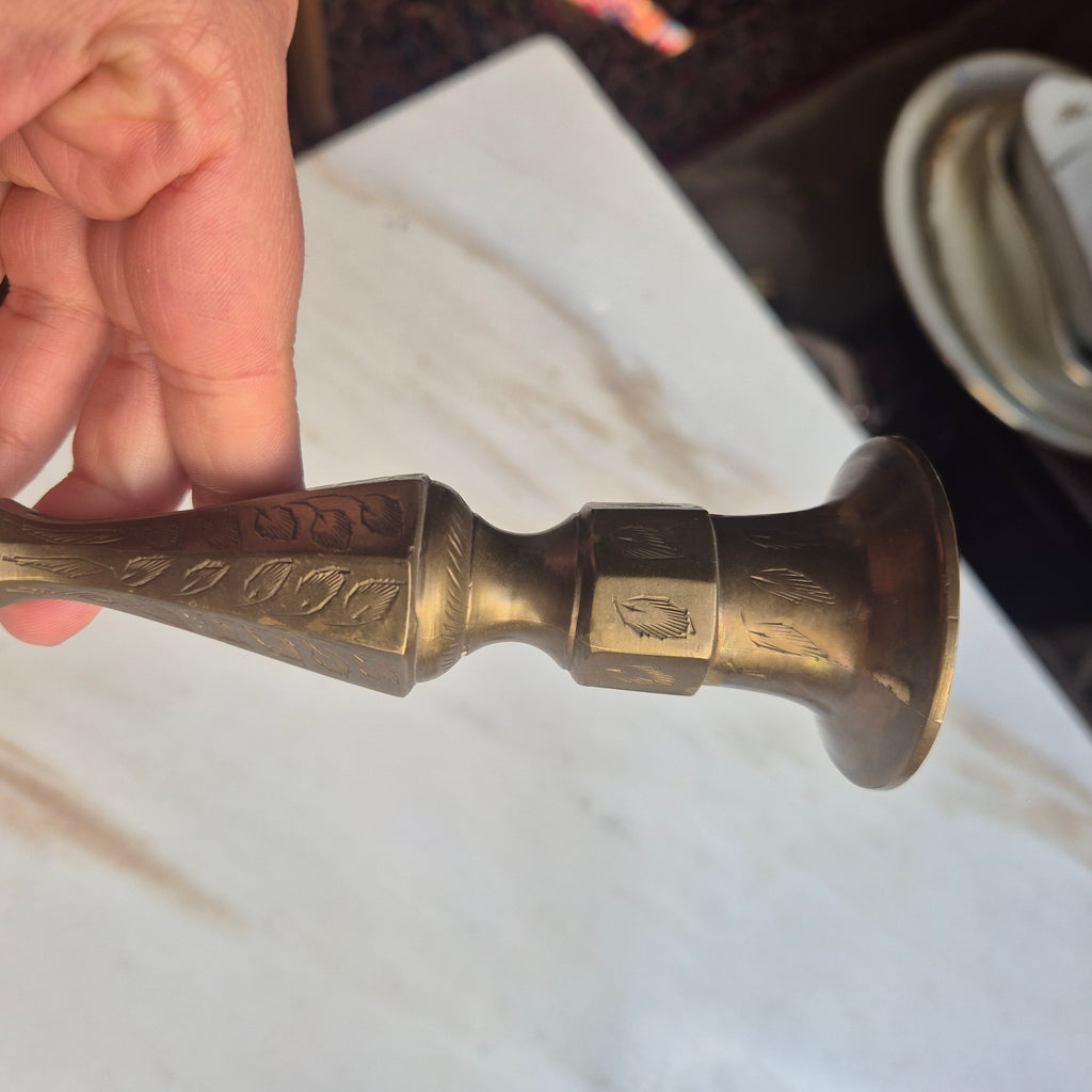 2x Vintage Indische Messing Kerzenhalter