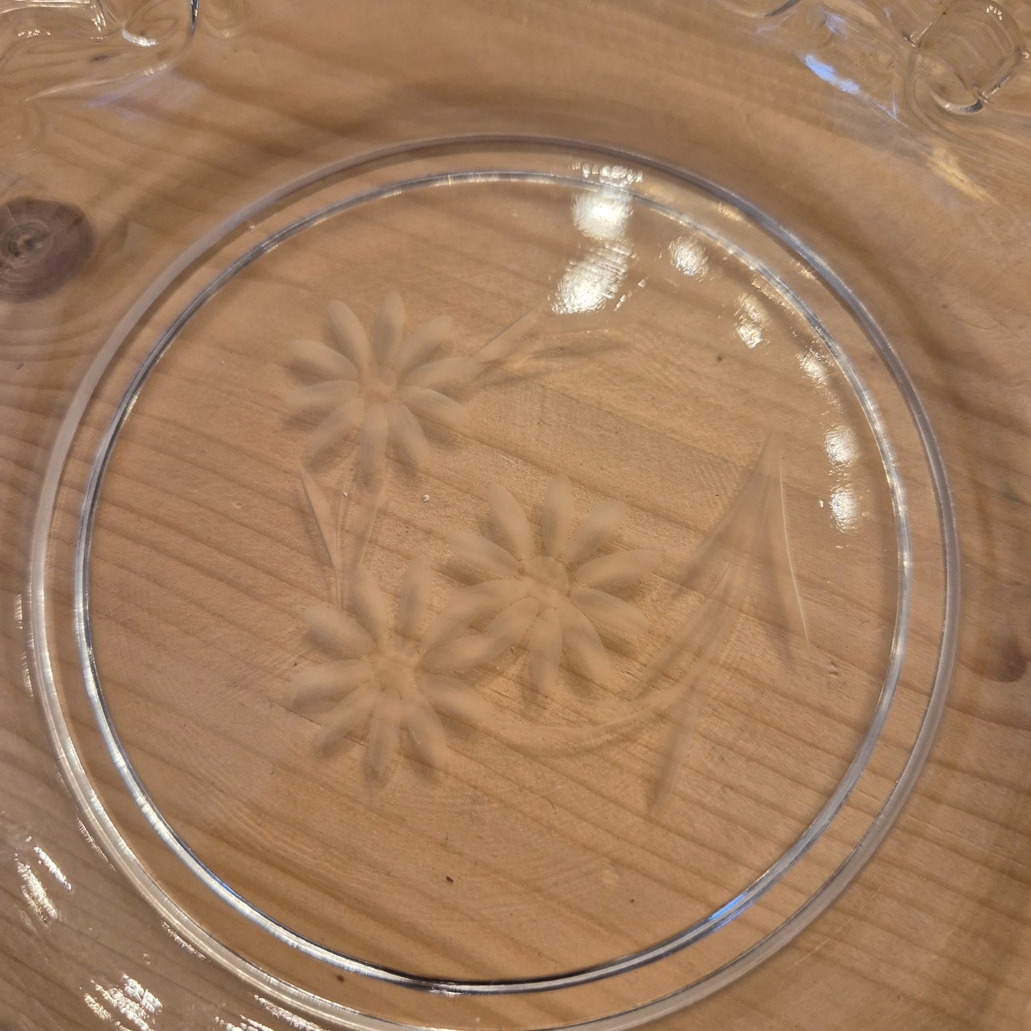 6x Vintage Glas oder Bleikristall Schalen Kuchen Teller mit Blumenmuster