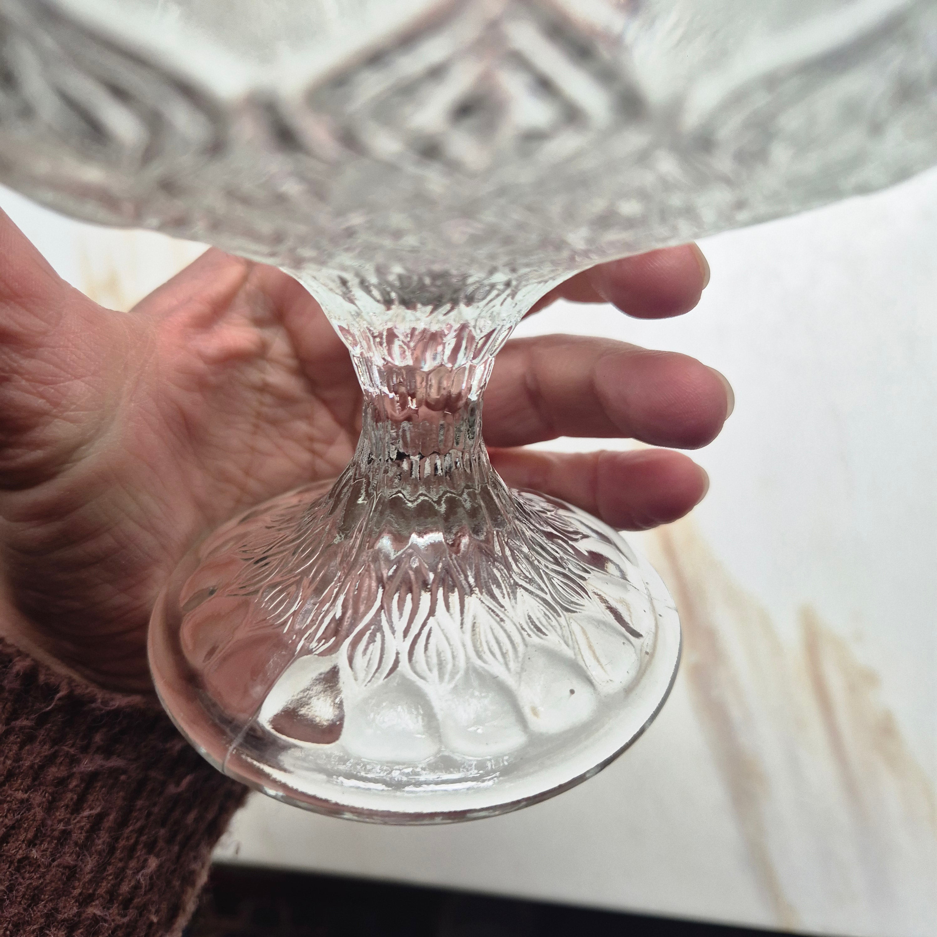 Vintage Glas Schale auf Fuß - Etagere Servierschale