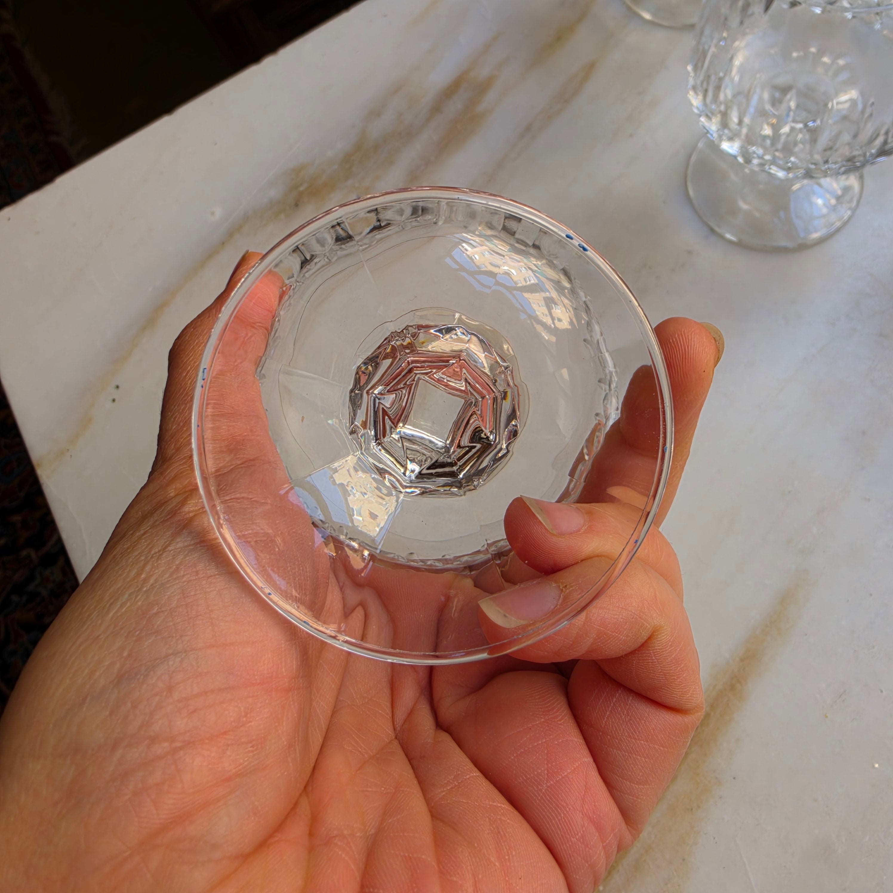 6x Vintage Kristall Cognacschwenker – Eleganter Olivenschliff & Facettenstiel