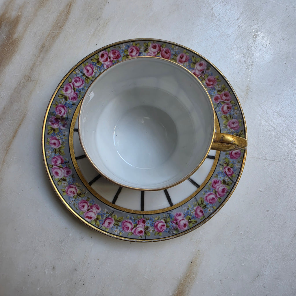 Antike Jugendstil Tasse mit Untertasse – Sontag & Söhne (um 1900)