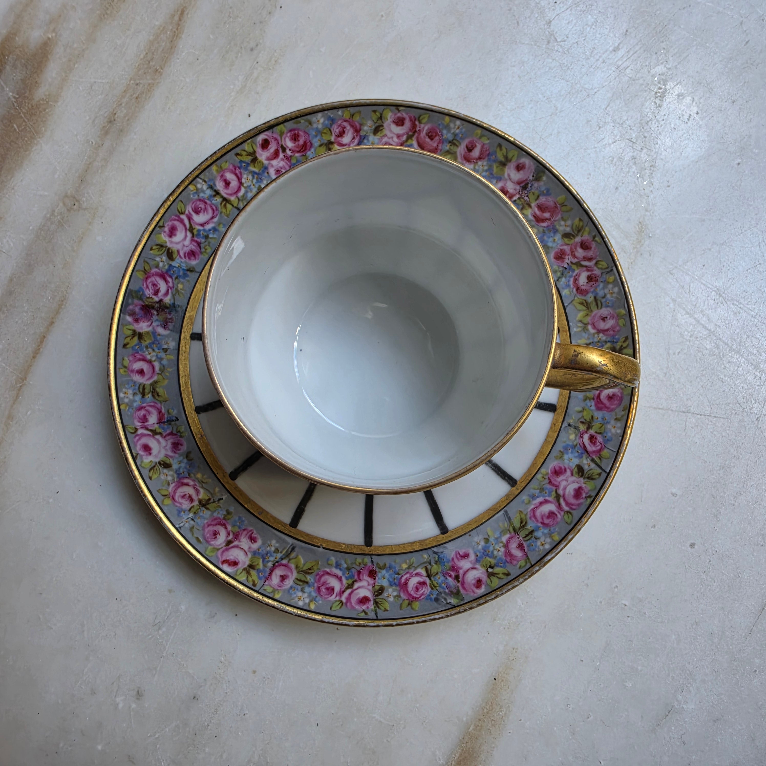Antike Jugendstil Tasse mit Untertasse – Sontag & Söhne (um 1900)