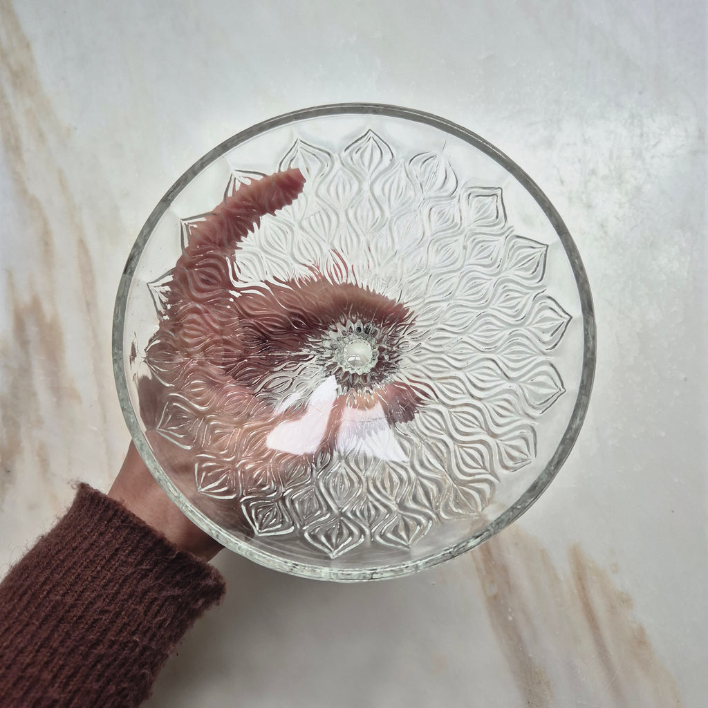 Vintage Glas Schale auf Fuß - Etagere Servierschale