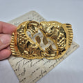 Vintage Gürtelschnalle Trachtenschnalle Taillengürtel aus den 80ern-Handmade aus Berlin gold Fische Horoskop Sternbild