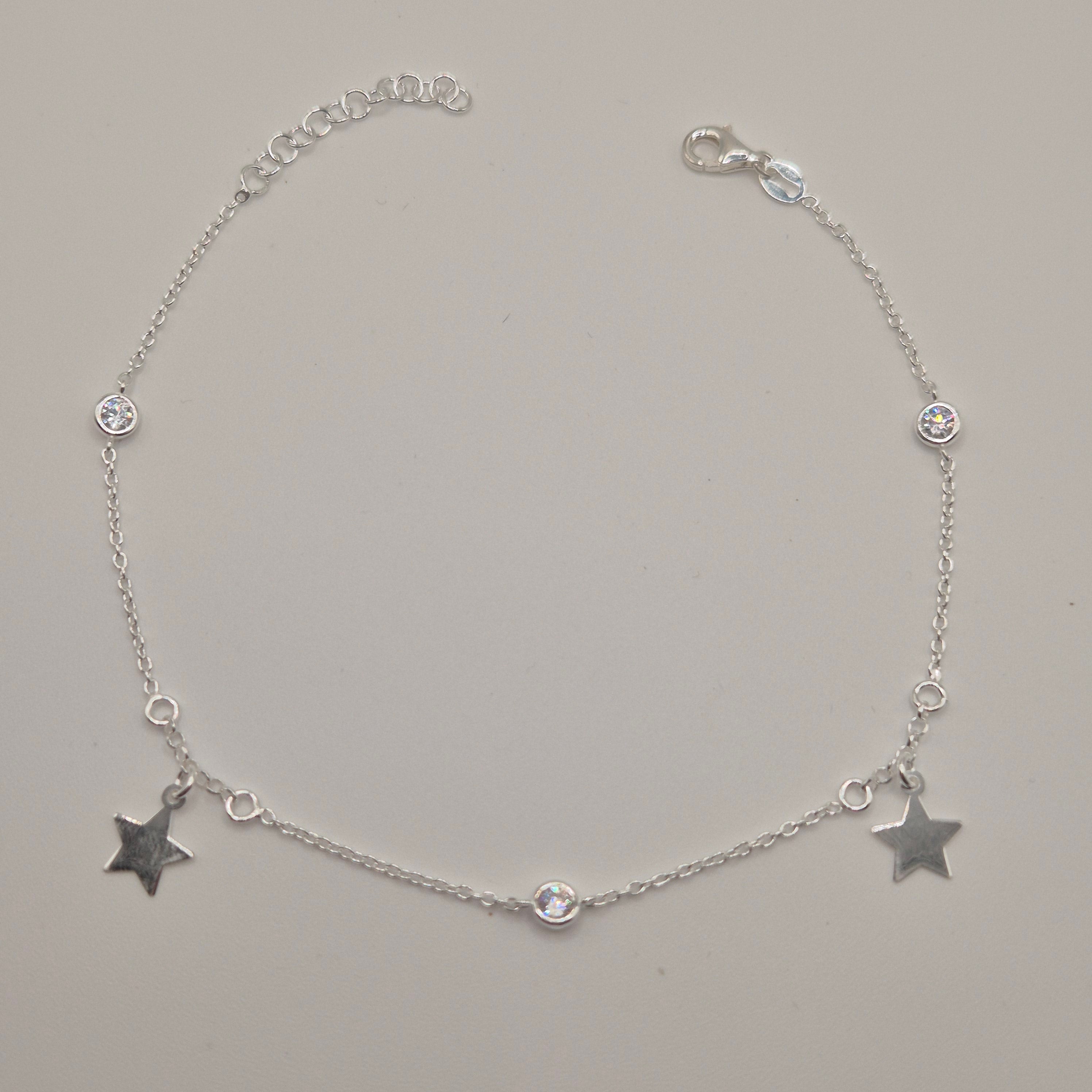 Zartes Fußkettchen Silber 925 Sterne