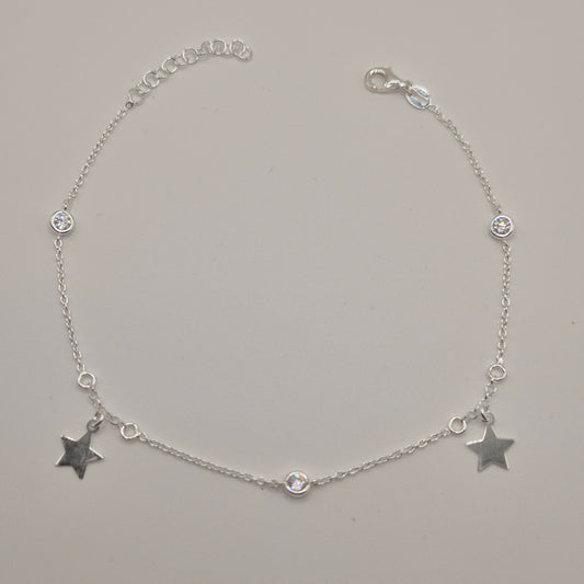 Zartes Fußkettchen Silber 925 Sterne
