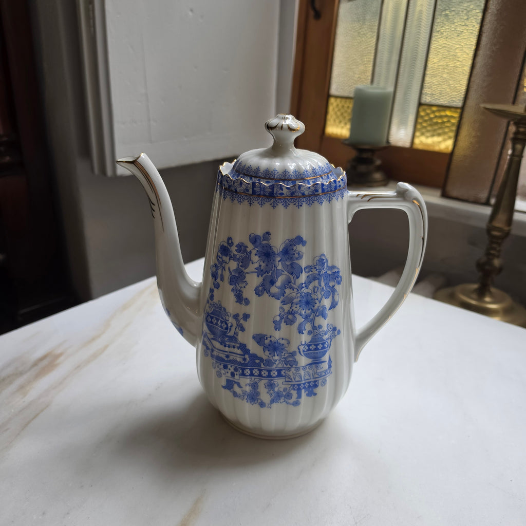 Antike Kaffeekanne Echt Tuppack China Blau Tiefenfurt Blau Weiß