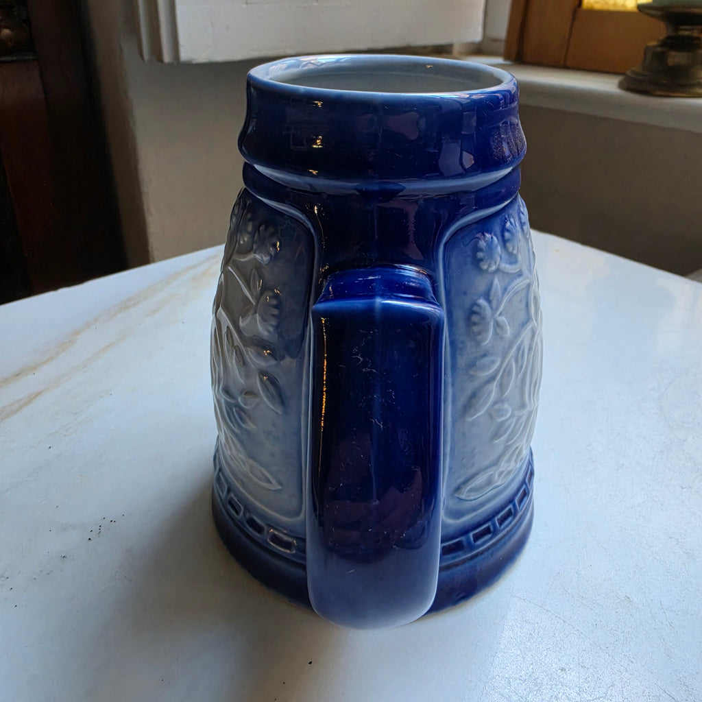 Vintage Keramik Bierkrug oder auch Vase Geschenk blau weiß