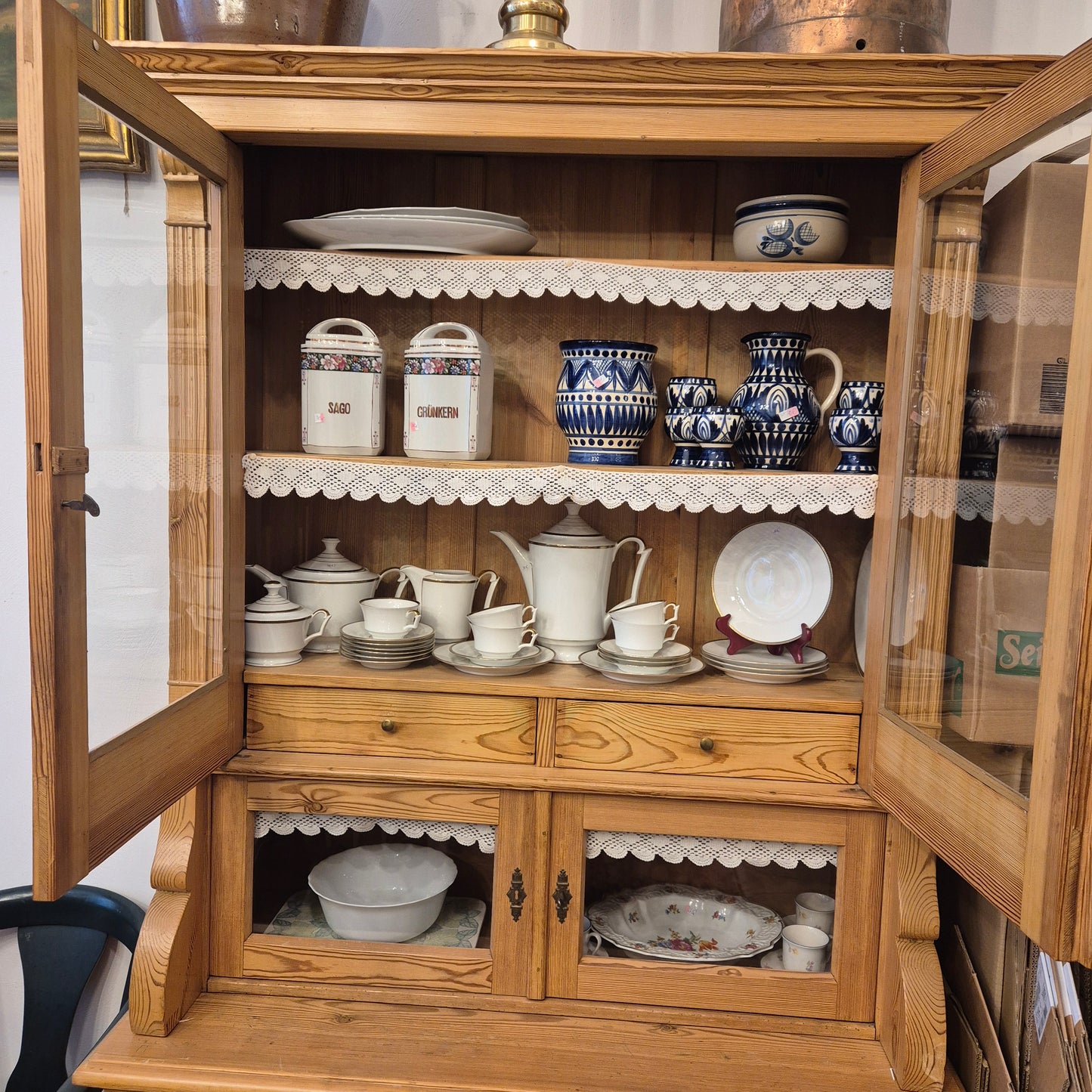 Antikes Jugendstil Landhaus Küchenbuffet Alt Vollholz Kiefernholz