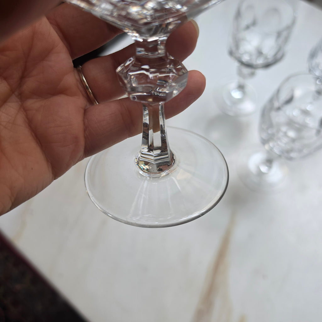 5er-Set Elegante Vintage Kristall-Likörgläser - Südweingläser mit Facettenschliff
