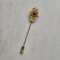 Elegant Antike Anstecknadel mit blauem Cabochon-Stein & Schutzkappe