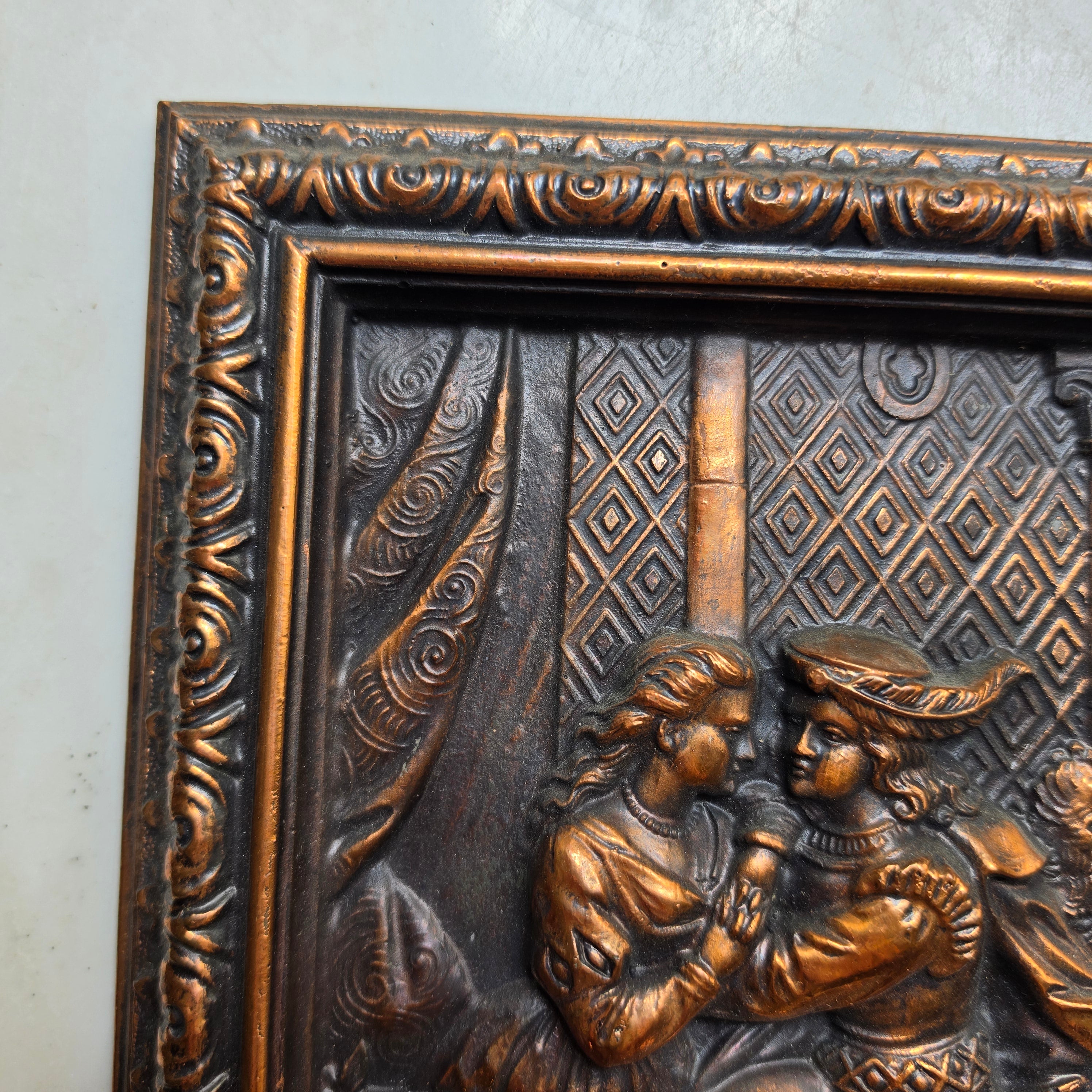 Altes Kupferbild „Romeo und Julia“, italienisch Wanddekortaion Balkonszene