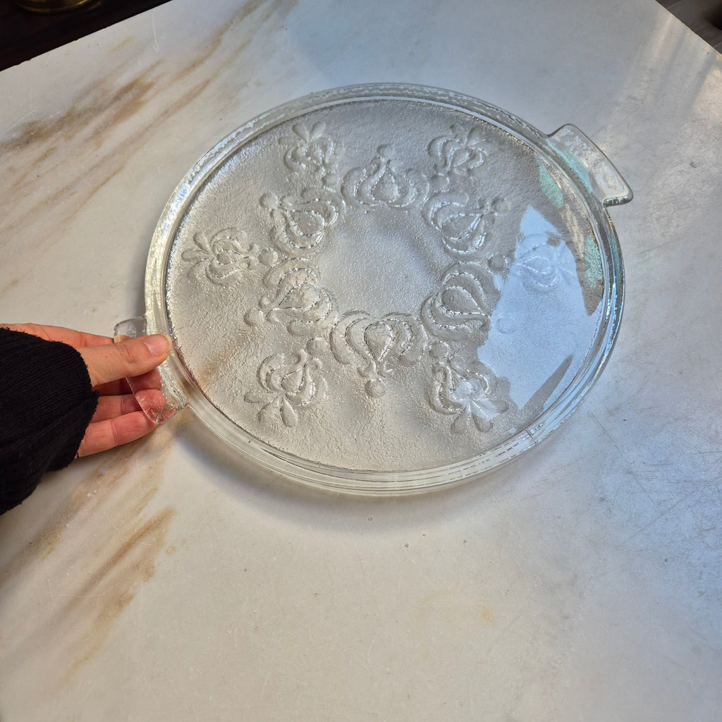 Vintage Bleikristall Kuchenplatte/Tortenplatte 60er Jahre mit Muster Ornamenten