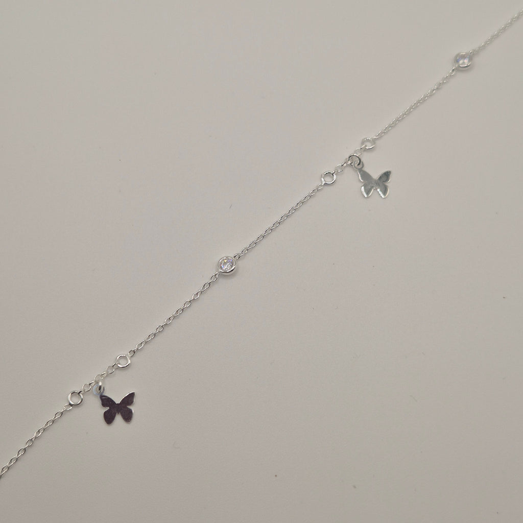 Zartes Fußkettchen Silber 925 Schmetterling