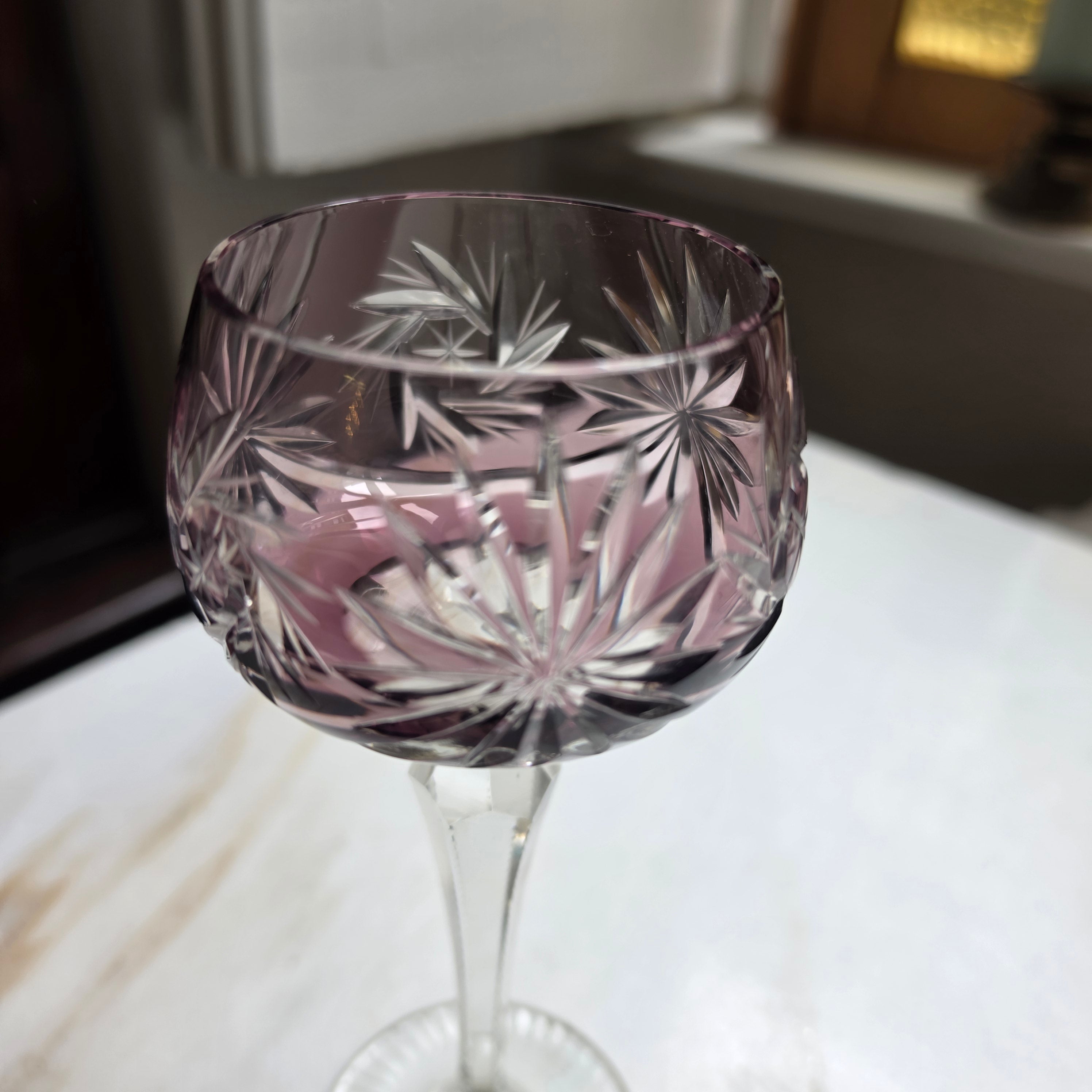 Vintage Bleikristall Römerglas - Weinglas – Amethyst - Violett mit Prunkschliff (Handgeschliffen)