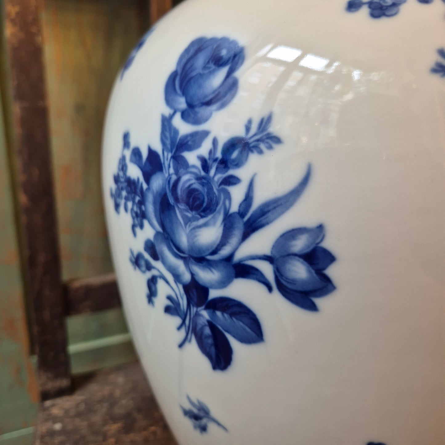 Antike große Porzellan Vase Schuhmann Bavaria Arzberg Germany Echt Kobalt blau weiß gold