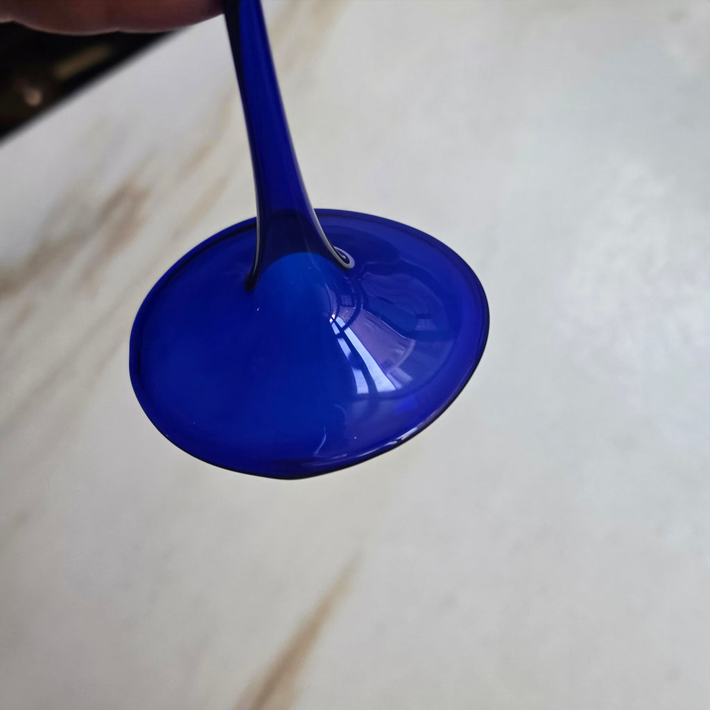 Vintage-Solitärvase - Stielglas in Kobaltblau
