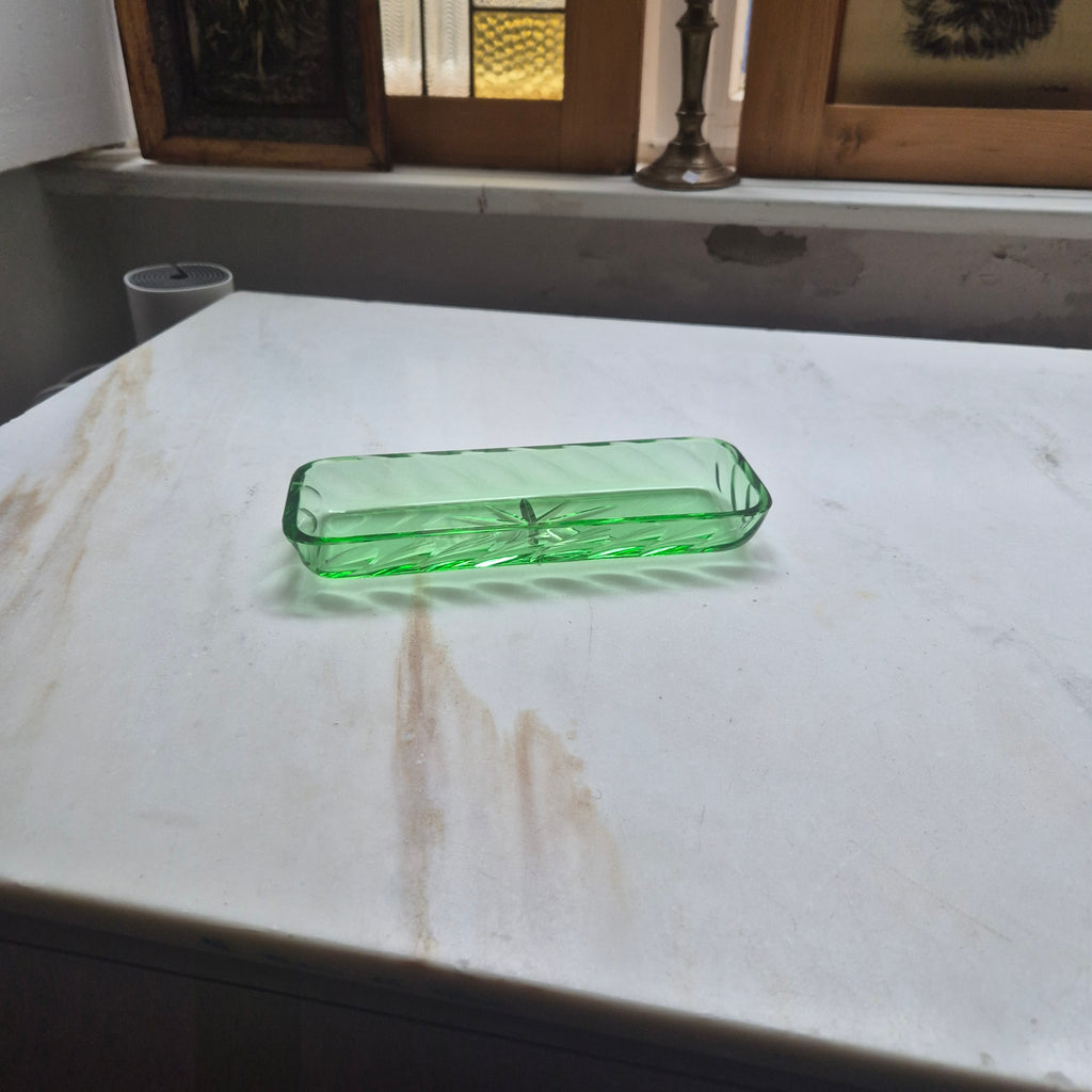 Art Deco Glasschale - Schmuckschale - Ablage - grün