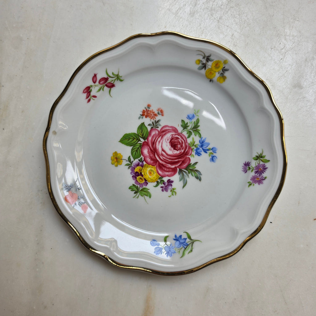 Vintage Schirnding Bavaria 3-teiliges Kaffeegedeck – Romantisches Blumendekor mit Goldrand