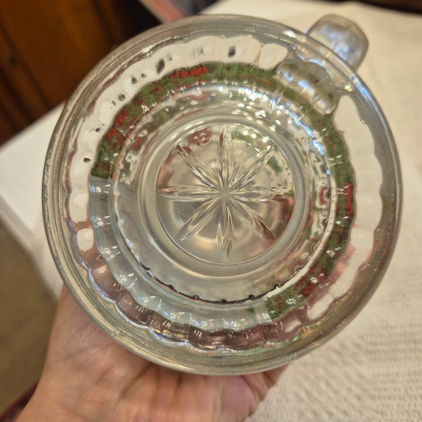 Vintage Glas Bierkrug mit Deckel Geschenk Der Schreiner Motiv