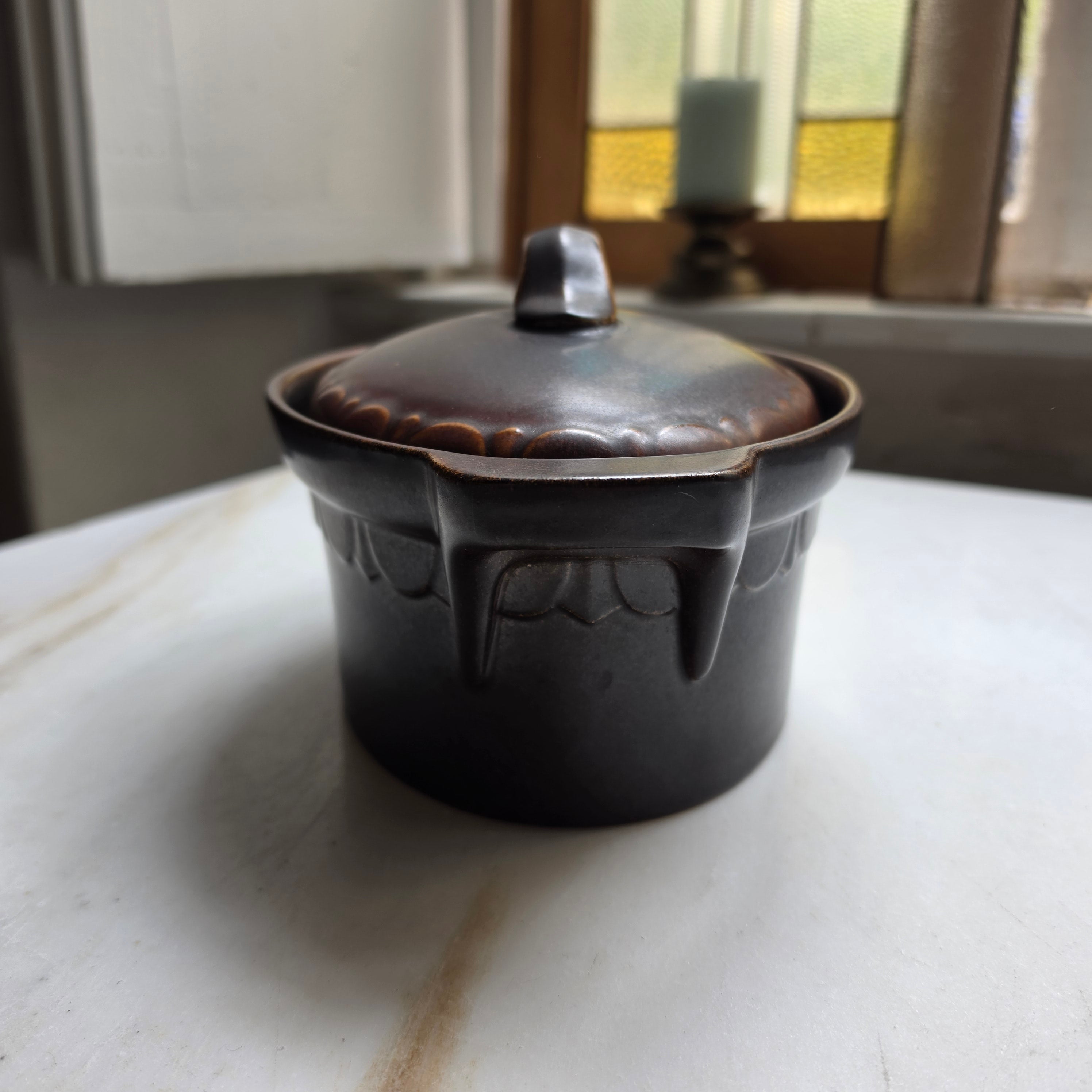 Vintage Friesland Melitta Keramik Auflaufform mit Deckel – Braun / Keramik-Kasserolle 70er Jahre
