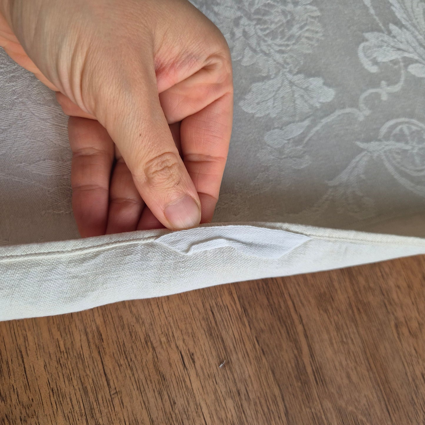 3x Antike Jugendstil Küchen-&Geschirrtücher cremeweiß Löwenzahnmotiv Damast Baumwolle