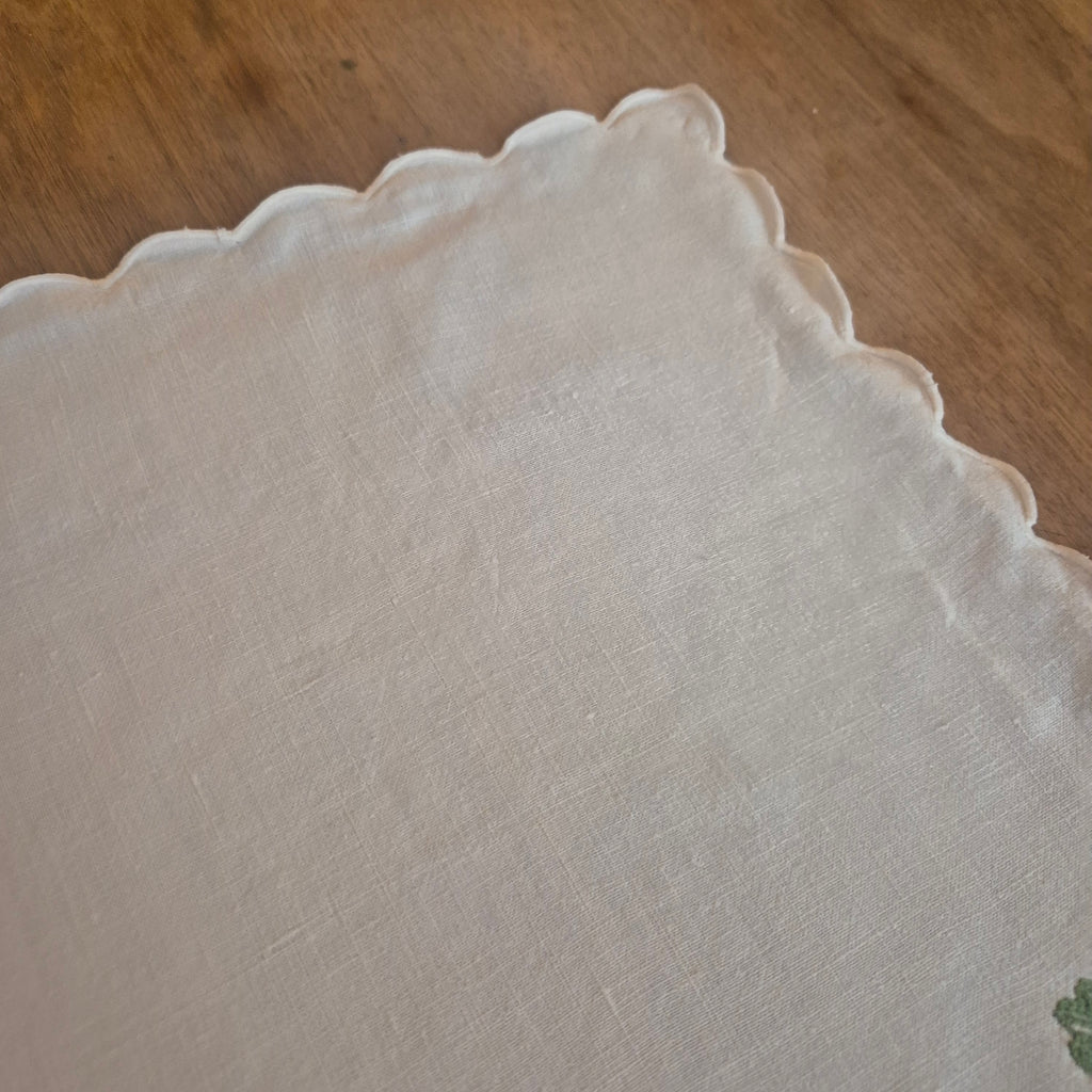 Vintage Leinen Baumwolle Stoff Serviette Einstecktuch Eicheln 42x42cm