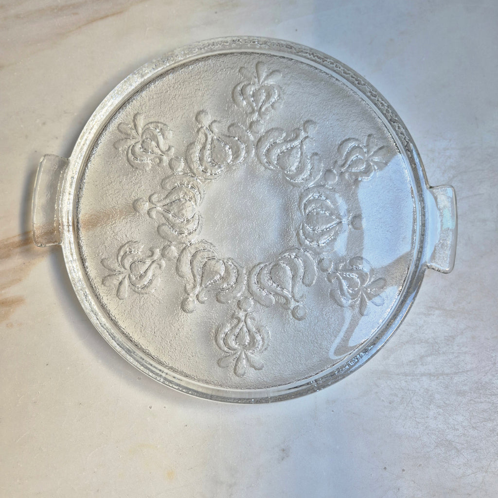 Vintage Bleikristall Kuchenplatte/Tortenplatte 60er Jahre mit Muster Ornamenten