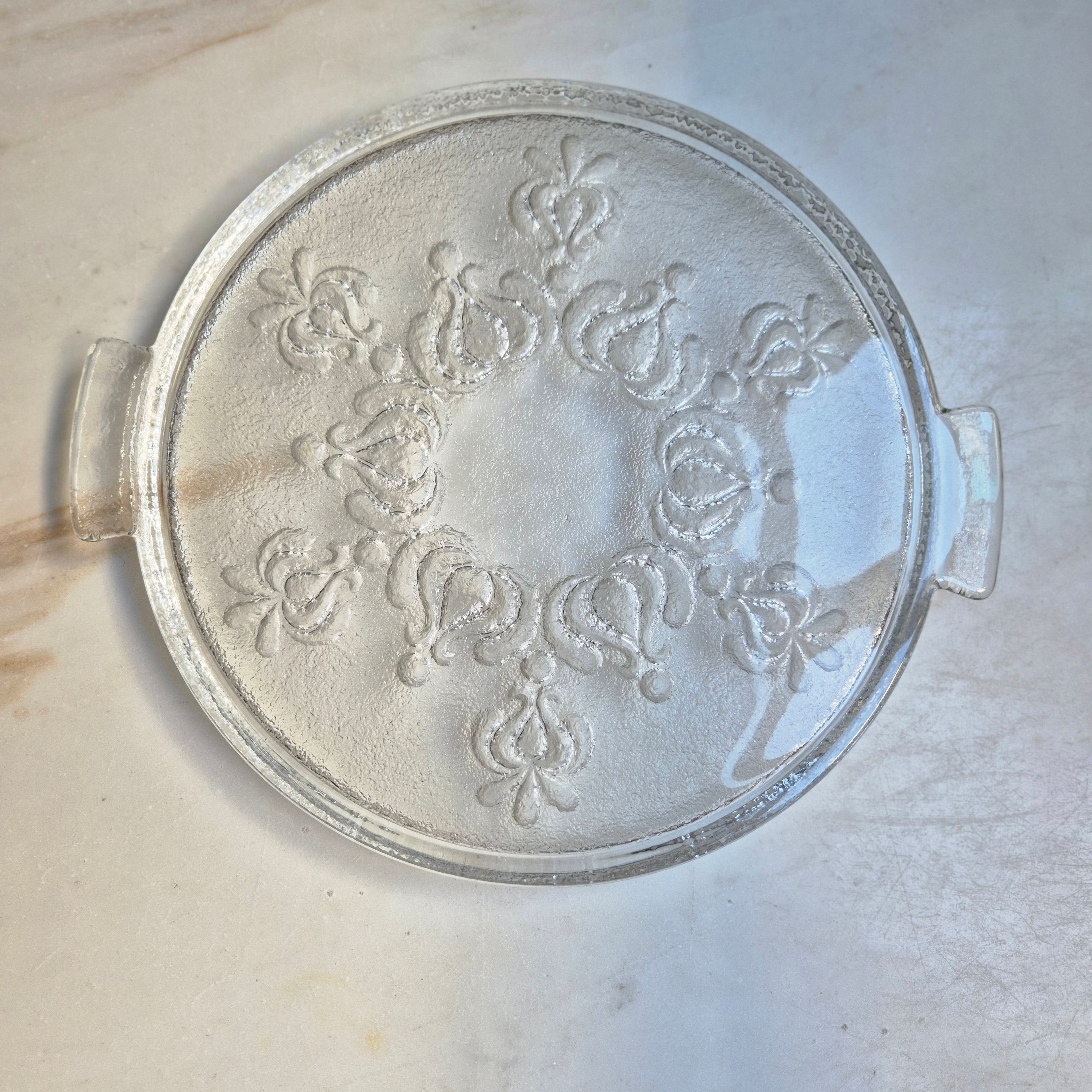 Vintage Bleikristall Kuchenplatte/Tortenplatte 60er Jahre mit Muster Ornamenten