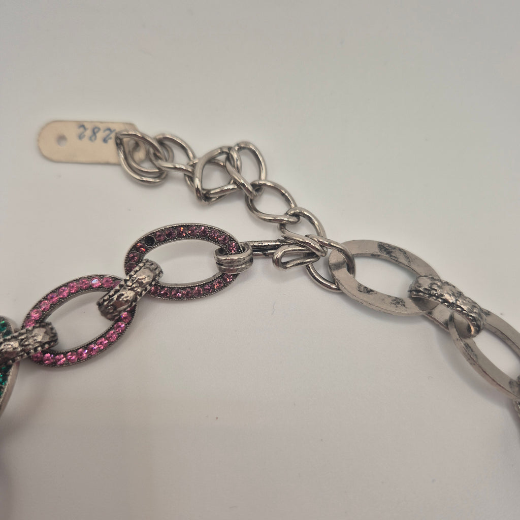 Extravagante Vintage-Halskette im Barock-Stil – Statement-Piece mit dunklem Glas Amethyst & bunten Akzenten