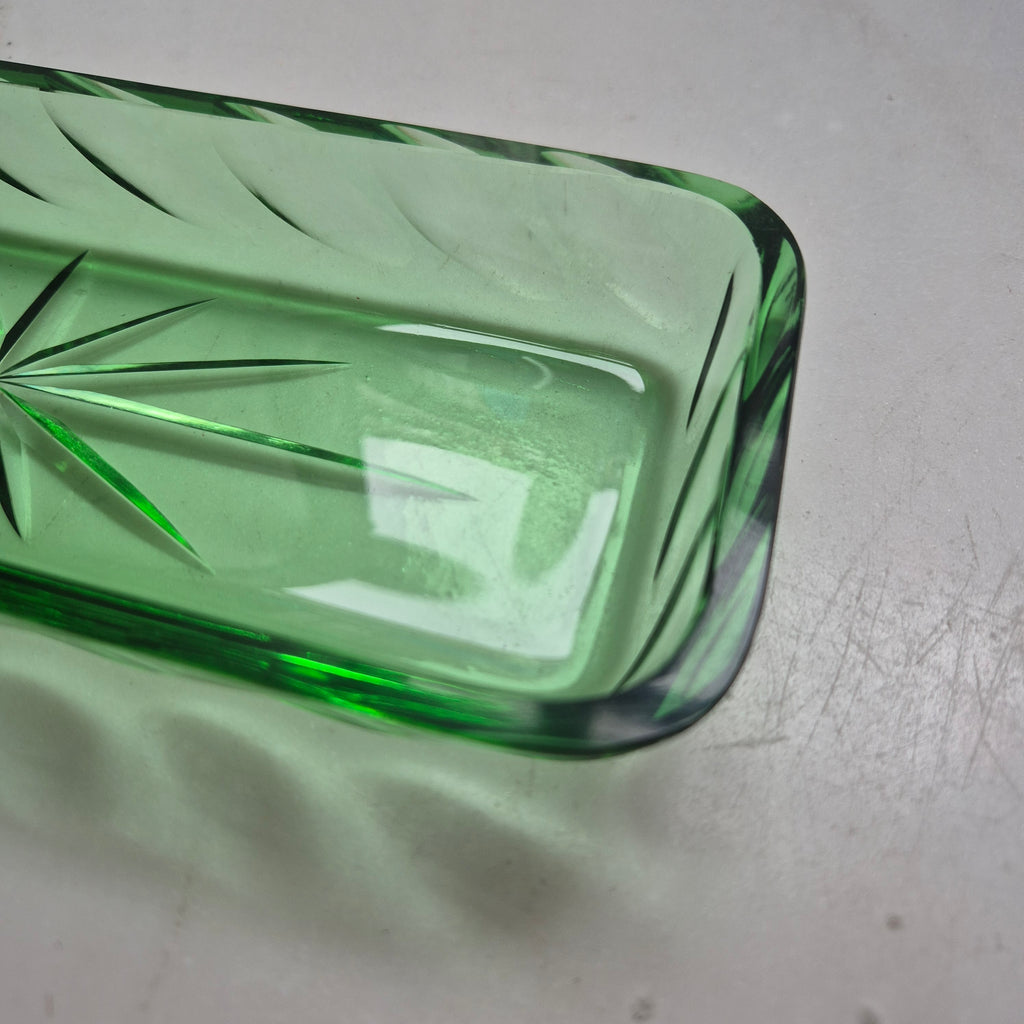 Art Deco Glasschale - Schmuckschale - Ablage - grün