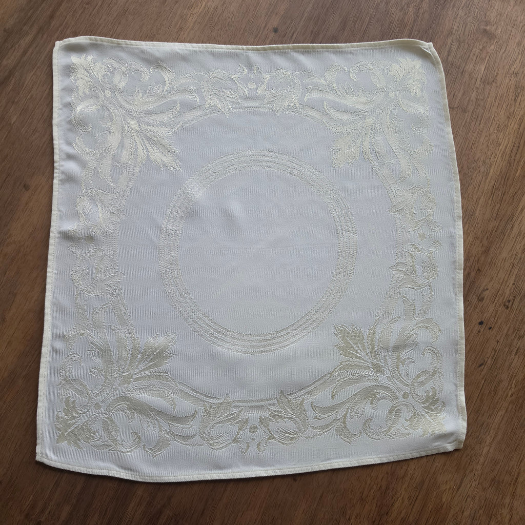 Antikes Art Jugendstil Damasttuch – Zierdeckchen/Serviette um 1900