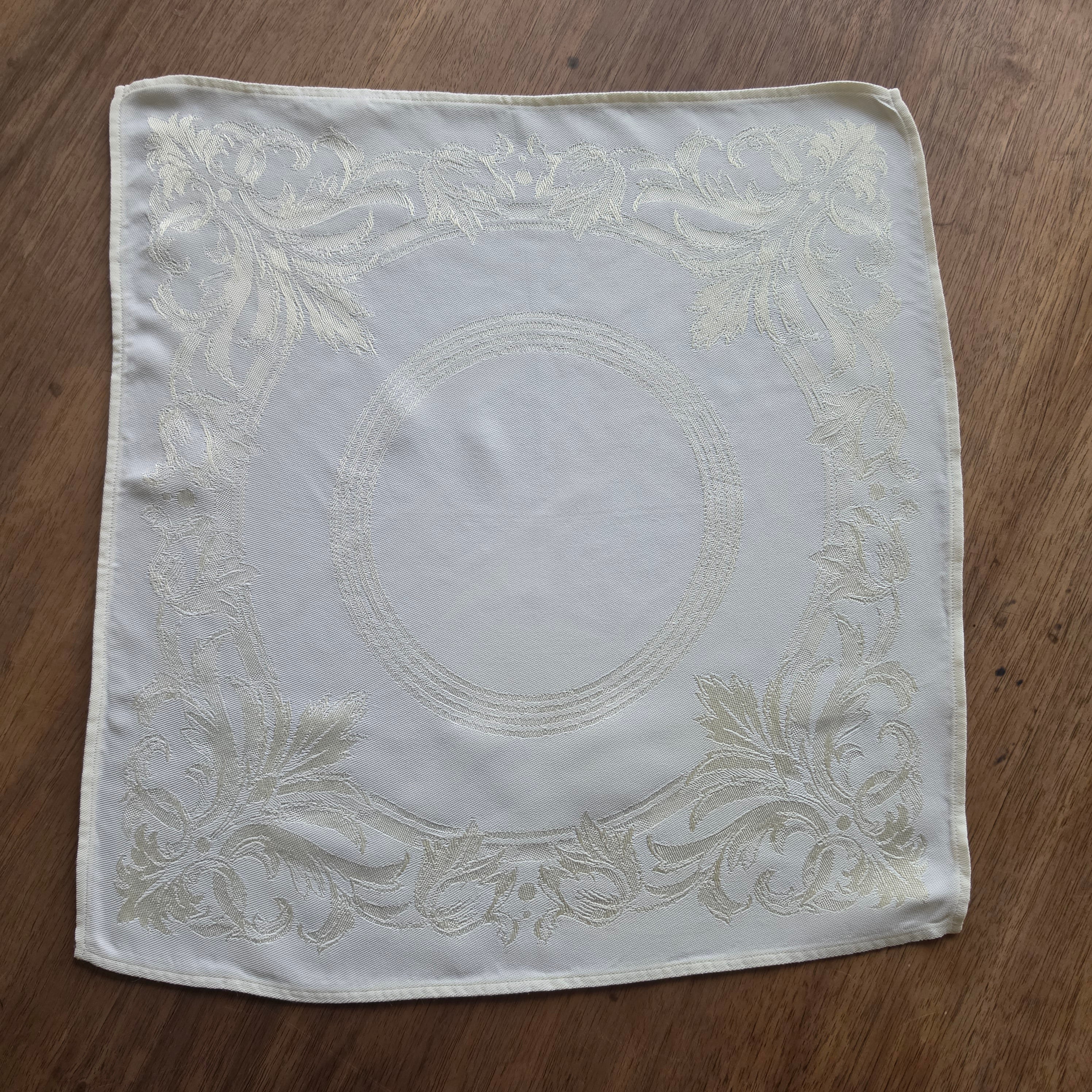 Antikes Art Jugendstil Damasttuch – Zierdeckchen/Serviette um 1900