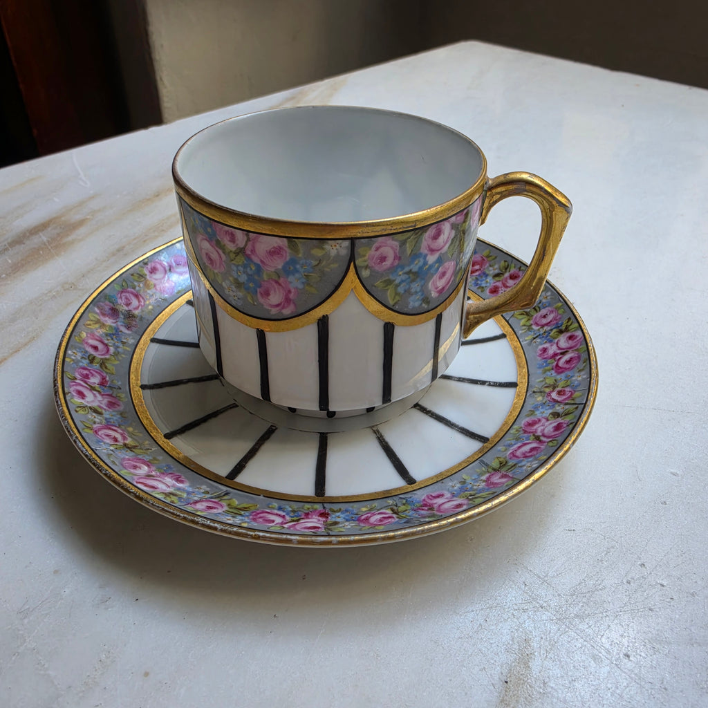 Antike Jugendstil Tasse mit Untertasse – Sontag & Söhne (um 1900)