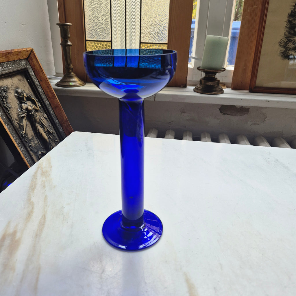 Vintage Glas Blau Glaskunst Vase Retro 70er Jahre