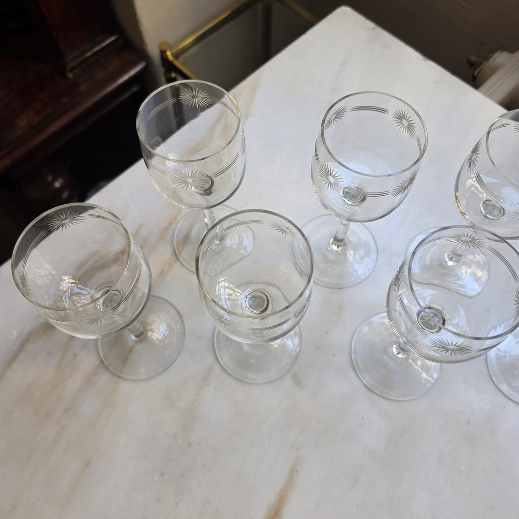 7x Vintage Weingläser handgeschliffen Blume